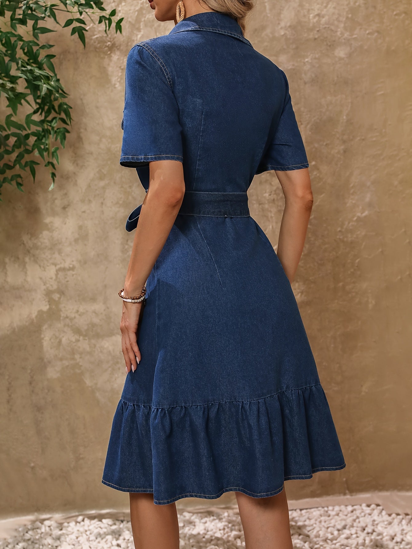 Denim Dress - Modern with Belt - Blue Cotton - Perfect for Any Occasion