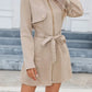 Elsie - Mid-length zip-up coat with stand-up collar and belt