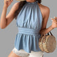 Livia Beaded Neckholder Peplum Top for Summer 2025