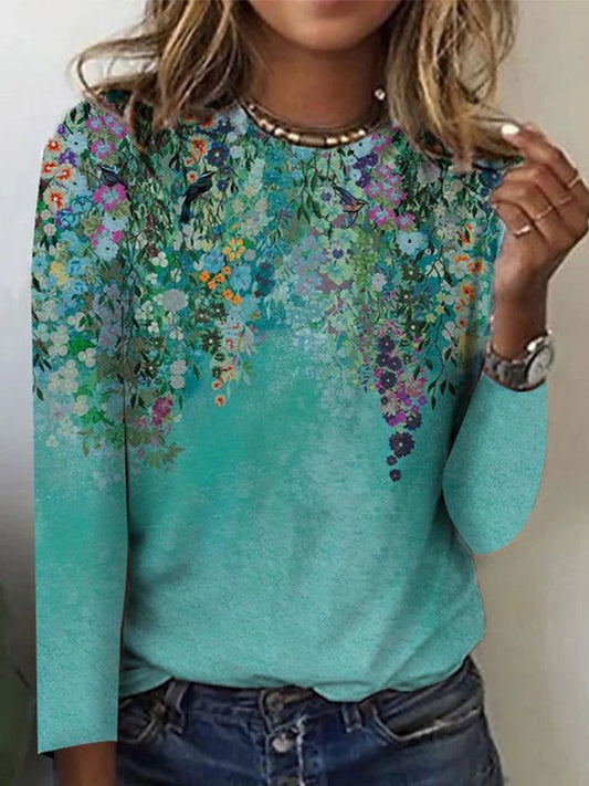 T-Shirt with floral print and short sleeves – Liliane