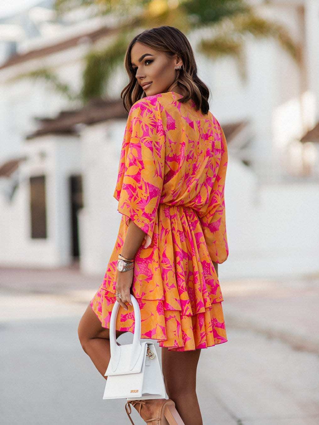 Fern - Ruffled floral print dress