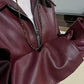 Women's Burgundy Faux Leather Jacket