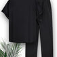 Top and Pants Set - Casual - Polyester, Short Sleeve, Solid Color - Perfect for Casual Wear