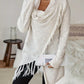 Katherine - Cardigan with collar and tassels on the hem