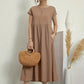 Lily – casual short-sleeve summer dress with round neckline and waist