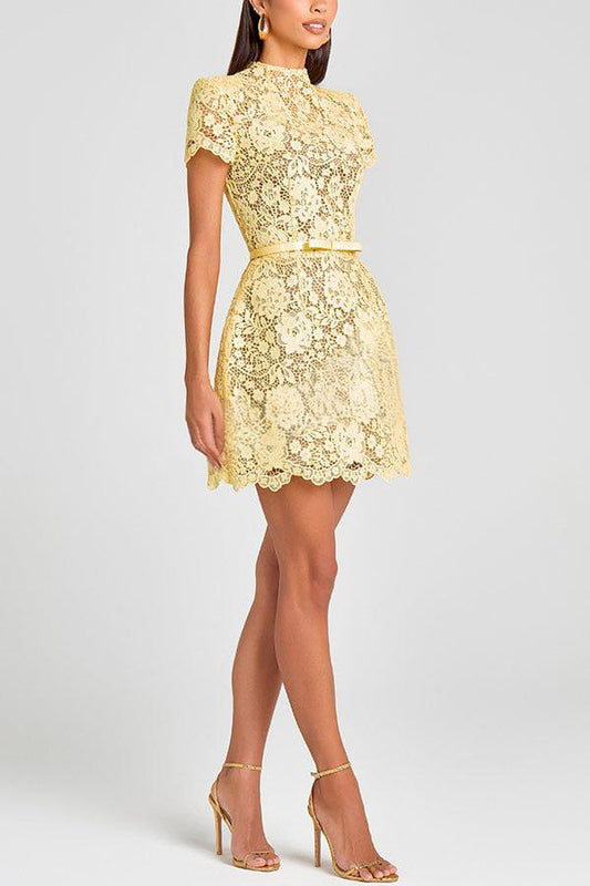 Macy | Yellow Lace Dress