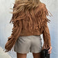 Hazel - Women's suede jacket with fringes