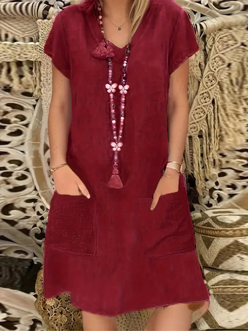 Karen – Casual Short-Sleeved Simple Spring Dress