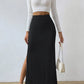 Dahlia - Knitted skirt with side slit for women