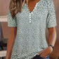 Casual Summer Top with V-Neck, Button Closure, and Short Sleeves
