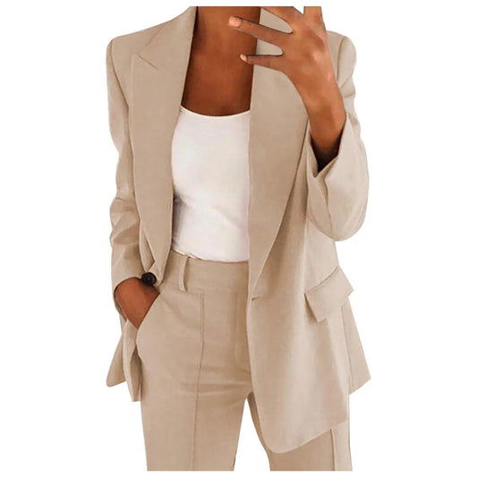 Women's Suit Set with Blazer and Pants in Solid Color - MiraSet