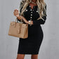 Dress with gold buttons