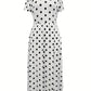 Eleanor – light, short-sleeved, polka-dotted dress with round neckline