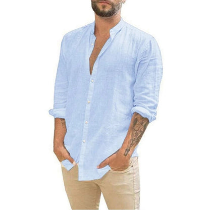 Albert - Airy Men's Shirt With Long Sleeves And Stand-up Collar