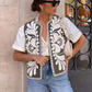 Raina - Embroidered Floral Cropped Vest