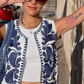 Raina - Embroidered Floral Cropped Vest