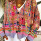 Fay - Retro women's cardigan in printed imitation wool