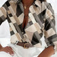 Trendy women's blouse with abstract pattern and button placket – Marlene