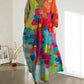 Anastasia - Colorful printed dress with V-neckline