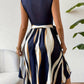 Lucy – Stylish Patchwork Dress with Belt and Striped Print