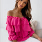 Chathuni | Ruffles Bateau Neck Long Sleeve Blouse - Elegant & Stylish