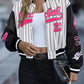 Audrey - College jacket with letter print and snap closure at the front
