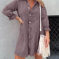 Denim Midi Dress for Women with Stylish Turn-down Collar - Zorelyae