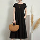 Lily – casual short-sleeve summer dress with round neckline and waist