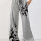 Sally - Wide leg trousers with smoke print and drawstring