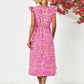 WENNY - Short sleeve dress with floral V-neck
