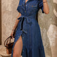 Denim Dress - Modern with Belt - Blue Cotton - Perfect for Any Occasion