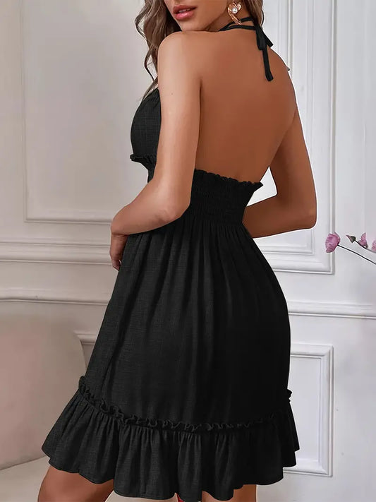 Adara - Backless Halter Neck Dress