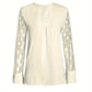 Samantha – Elegant long-sleeve top with pleated neckline