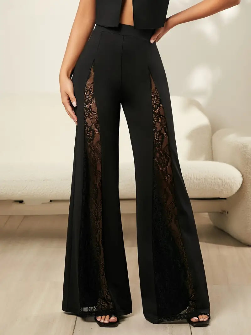 Gloria - Flared trousers with lace trim