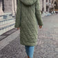 Birgitta - Long sleeve quilted down jacket with a hood