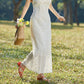 Antonia - White midi dress with crochet lace