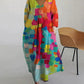 Anastasia - Colorful printed dress with V-neckline