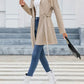 Elsie - Mid-length zip-up coat with stand-up collar and belt