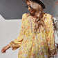 Vintage Boho Summer Blouse with Floral Print and Long Sleeves – Sana
