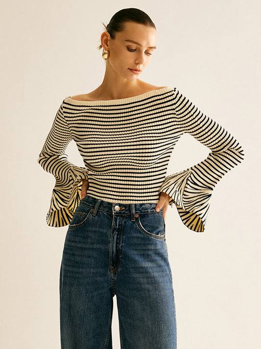 Women's Cold-Shoulder Striped Shirt – Selene, Summer 2025 Edition