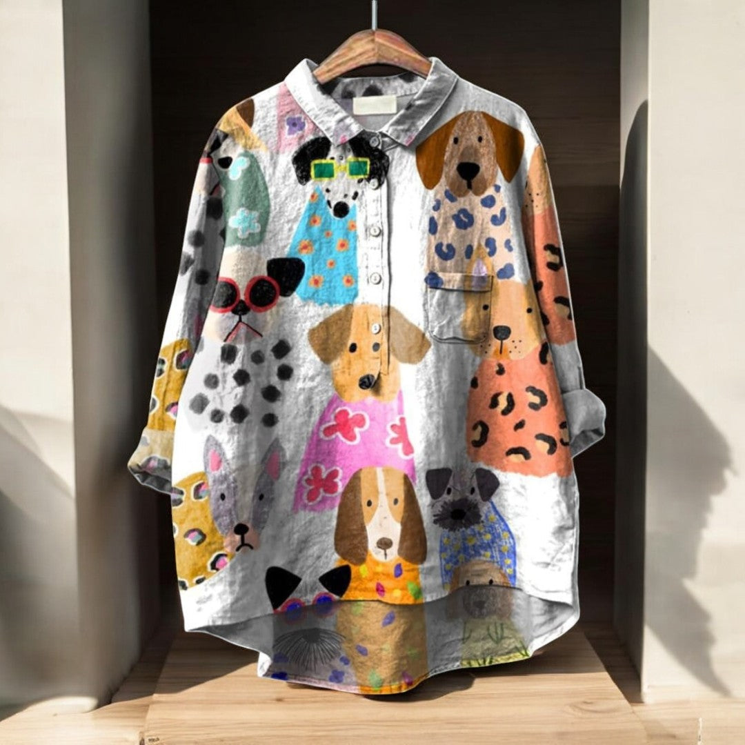 Lilly - Exclusive blouse with dog print for women
