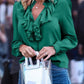 Linen Blouse with Long Sleeves and Spring Pattern - Luna