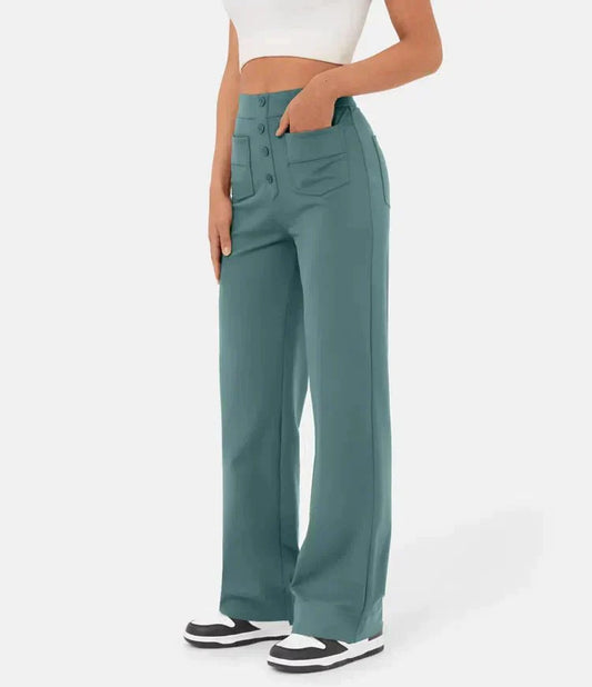 High Waisted Elastic Casual Pants - Sophia