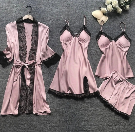 Luxurious Satin Nightgown Set - Aurora