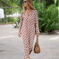 Amber - Fashionable dress with brown pattern