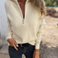 Stylish plain sweater with collar and long sleeves