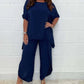 Romana - Casual cotton and linen suit with round neck