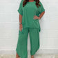 Romana - Casual cotton and linen suit with round neck