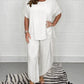 Romana - Casual cotton and linen suit with round neck