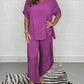 Romana - Casual cotton and linen suit with round neck